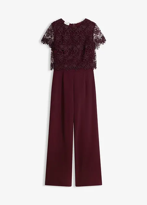 Tuta elegante effetto neoprene con pizzo, bonprix