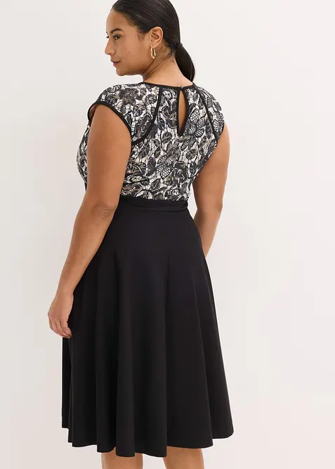 Abito midi con pizzo, bonprix