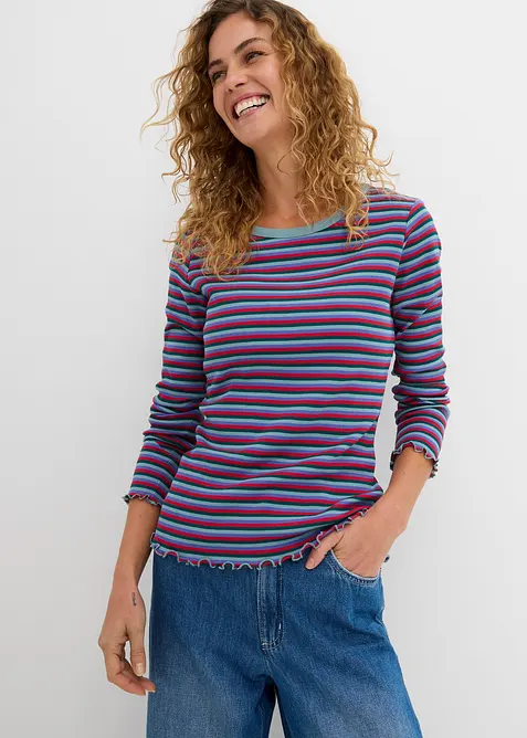 Maglia a costine a righe in cotone biologico, bonprix