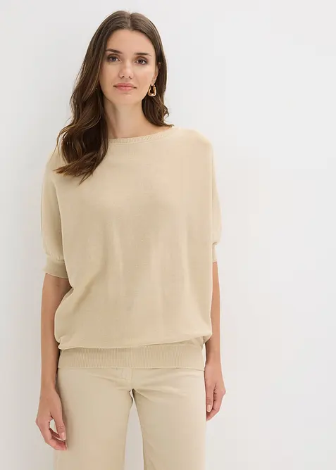 Maglione in filato fine di misto cotone, bonprix