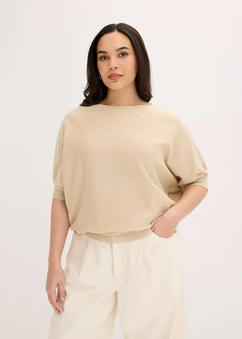 Maglione in filato fine di misto cotone, bonprix