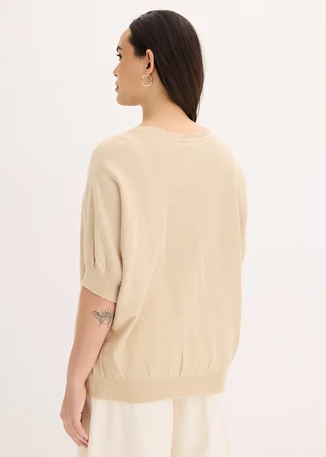 Maglione in filato fine di misto cotone, bonprix