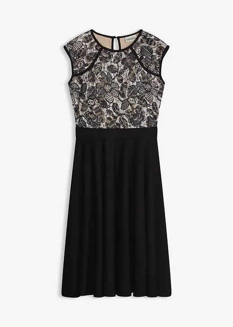 Abito midi con pizzo, bonprix