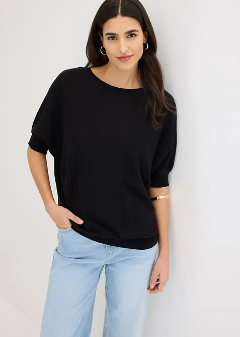 Maglione in filato fine di misto cotone, bonprix