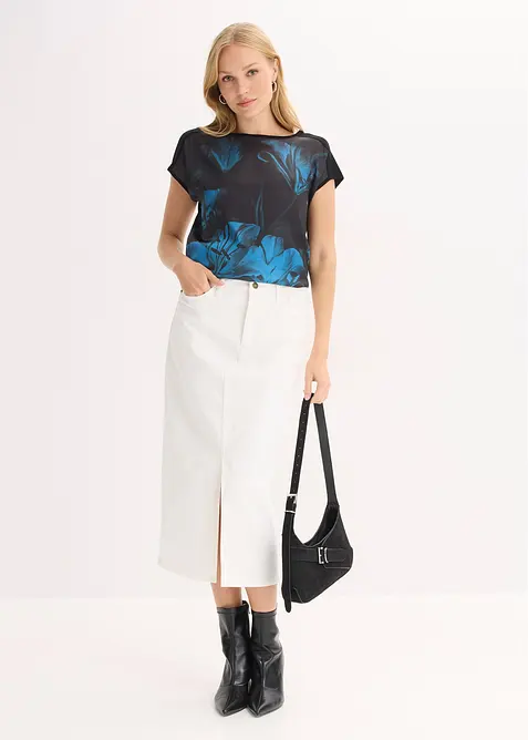 Maglia stampata in misto viscosa morbido, bonprix