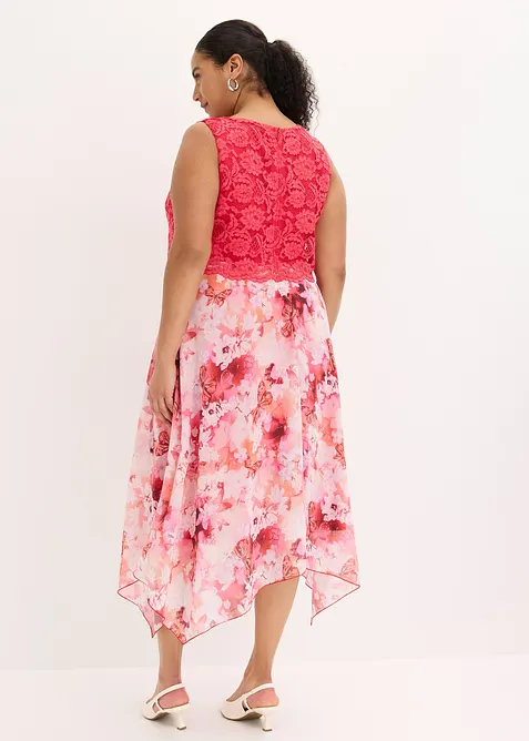 Abito in chiffon con pizzo fine, bonprix