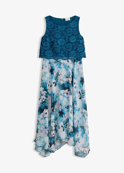 Abito in chiffon con pizzo fine, bonprix