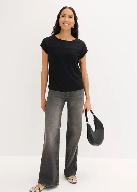 Maglia in morbida viscosa con pizzo, bonprix