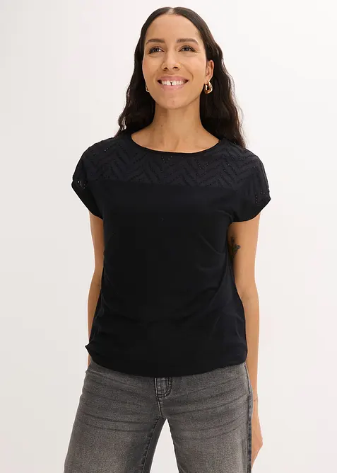 Maglia in morbida viscosa con pizzo, bonprix