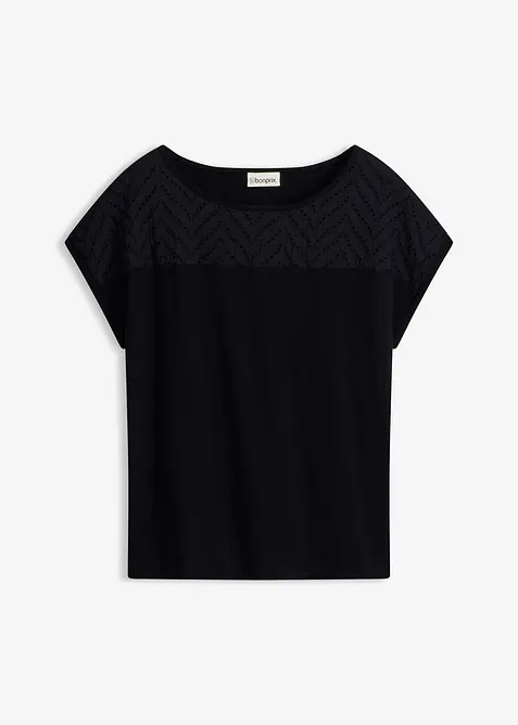 Maglia in morbida viscosa con pizzo, bonprix