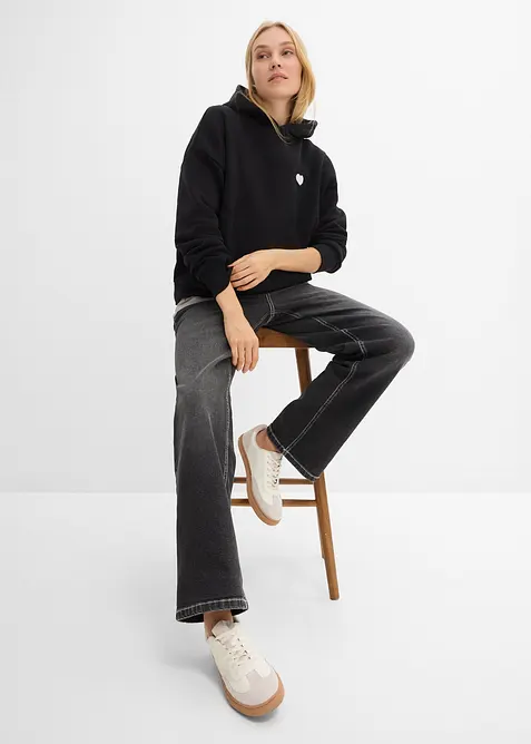 Felpa oversize con cappuccio in misto cotone morbido, bonprix
