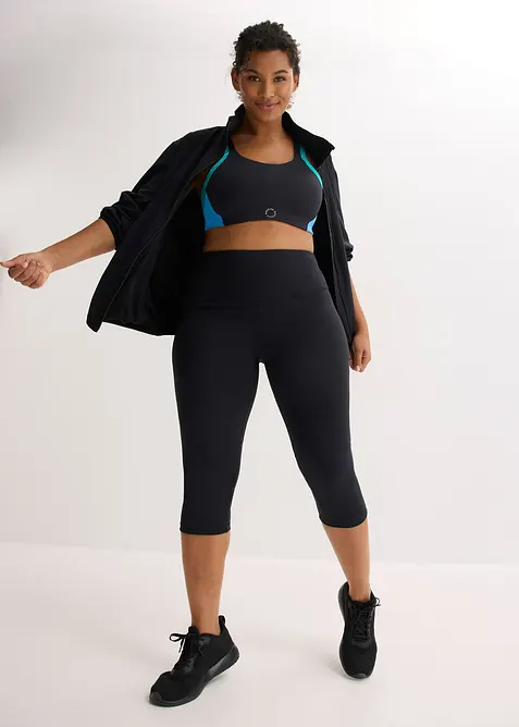 Leggings a pinocchietto sportivi con effetto cotone al tatto, bonprix