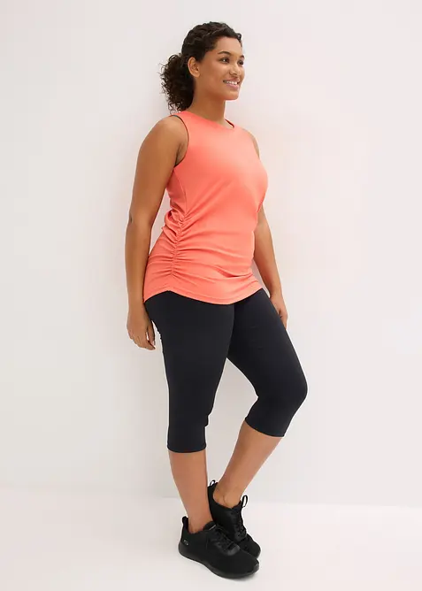 Top per sport con arricciatura, ad asciugatura rapida, bonprix