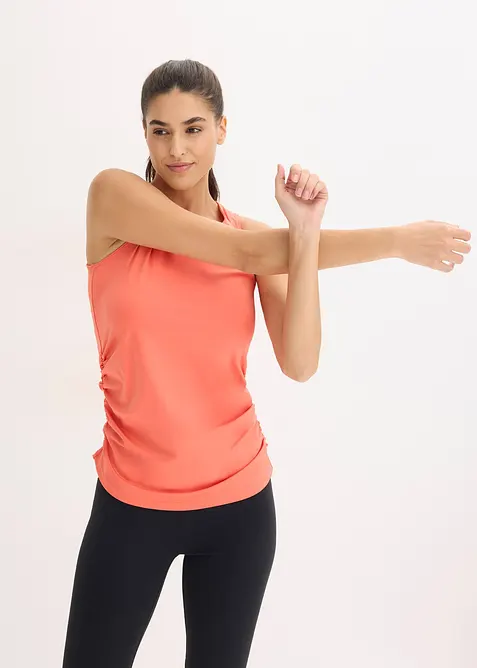 Top per sport con arricciatura, ad asciugatura rapida, bonprix