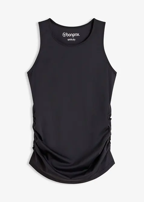 Top per sport con arricciatura, ad asciugatura rapida, bonprix