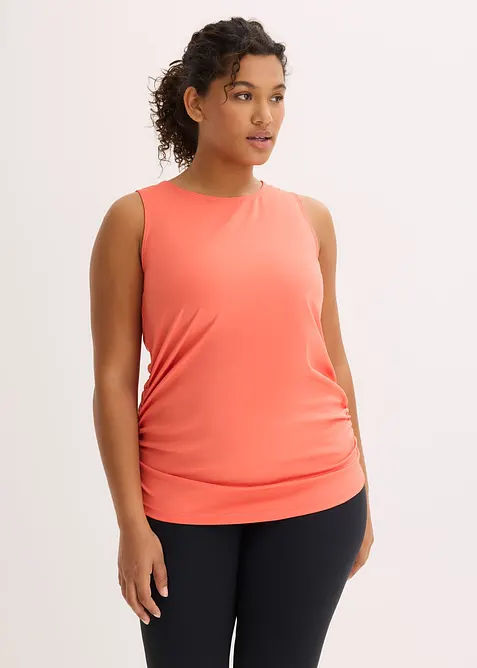 Top per sport con arricciatura, ad asciugatura rapida, bonprix