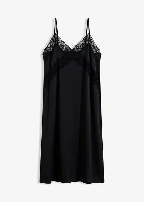 N&eacute;glig&eacute; in satin con pizzo delicato, bonprix