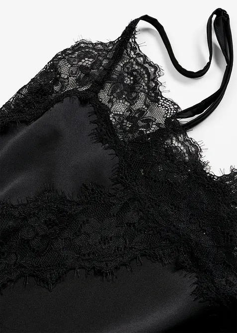 N&eacute;glig&eacute; in satin con pizzo delicato, bonprix