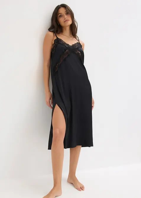 N&eacute;glig&eacute; in satin con pizzo delicato, bonprix