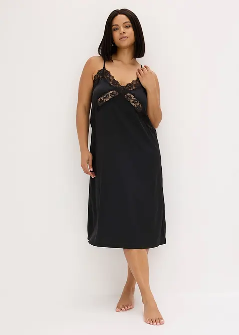 N&eacute;glig&eacute; in satin con pizzo delicato, bonprix