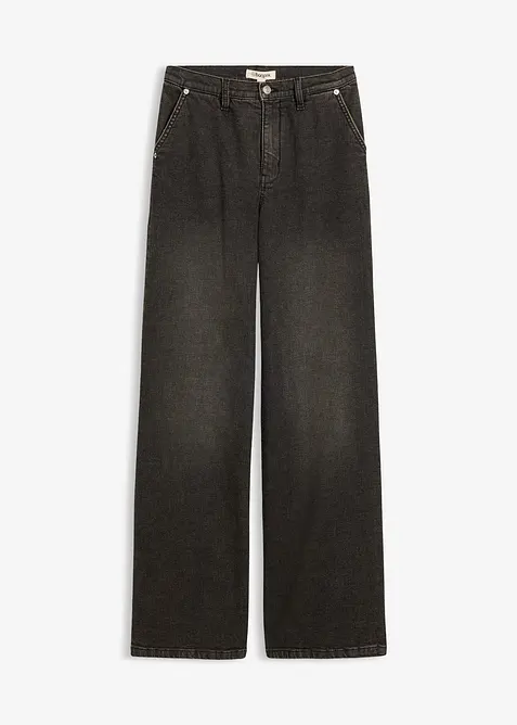 Jeans straight loose fit, vita alta, bonprix