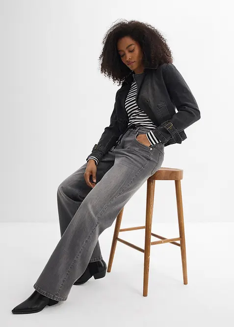 Jeans straight loose fit, vita alta, bonprix