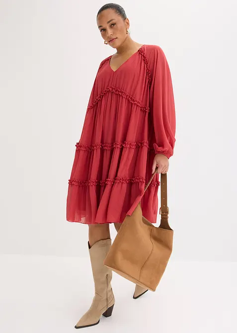 Abito tunica in chiffon operato, bonprix