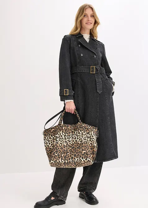 Borsa shopper in tela leopardata, bonprix