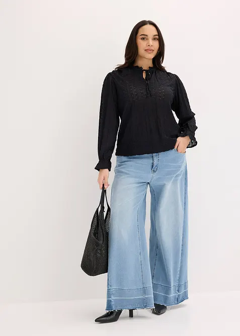 Maglia in pizzo con maniche a palloncino, bonprix