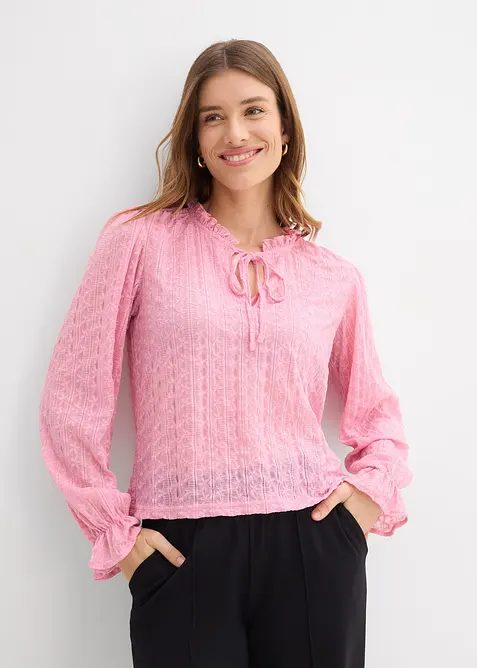 Maglia in pizzo con maniche a palloncino, bonprix