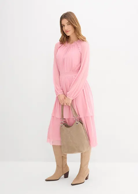 Abito in jersey e mesh fine, bonprix