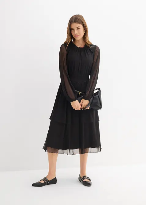 Abito in jersey e mesh fine, bonprix