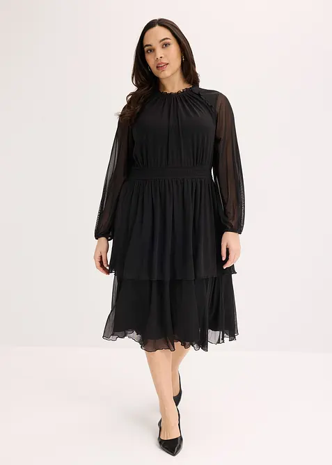Abito in jersey e mesh fine, bonprix