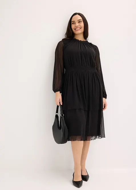 Abito in jersey e mesh fine, bonprix