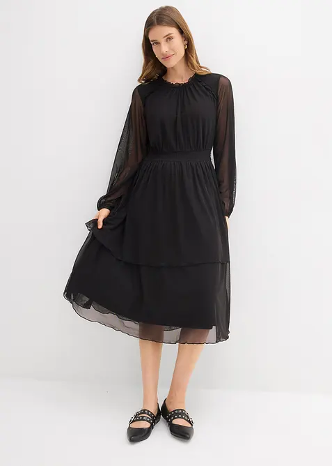 Abito in jersey e mesh fine, bonprix