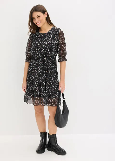 Abito in jersey e mesh fine, bonprix