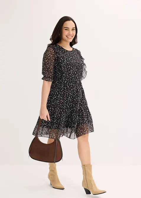 Abito in jersey e mesh fine, bonprix