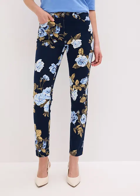 Pantaloni cropped in cotone elasticizzato, bonprix