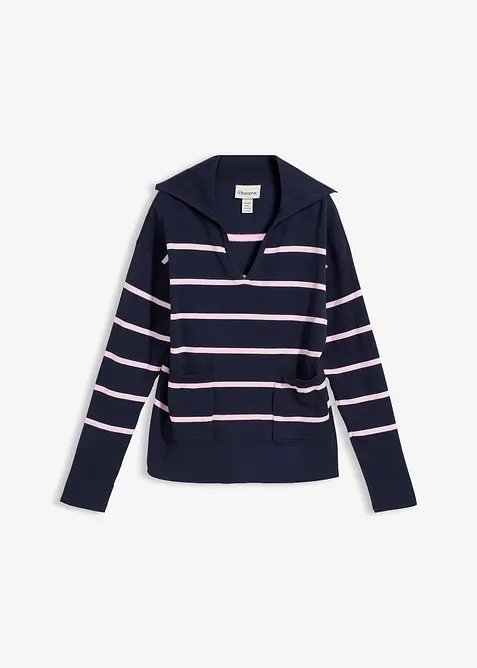 Maglione a polo in filato fine, bonprix