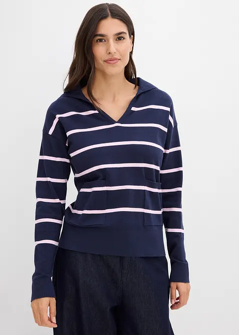 Maglione a polo in filato fine, bonprix