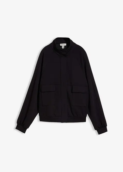 Felpa con zip in tessuto effetto neoprene, bonprix