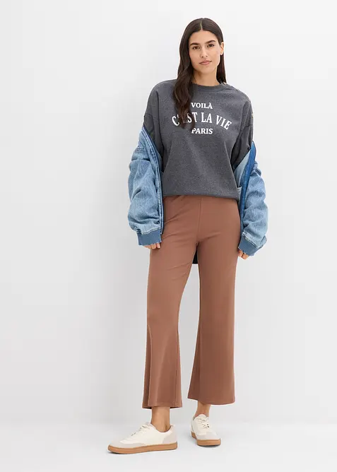 Leggings cropped in misto viscosa a coste, bonprix