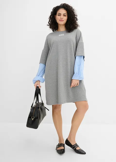 Abito in felpa oversize con maniche di camicia, bonprix