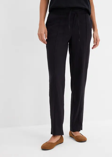 Pantaloni in misto viscosa e lino, bonprix