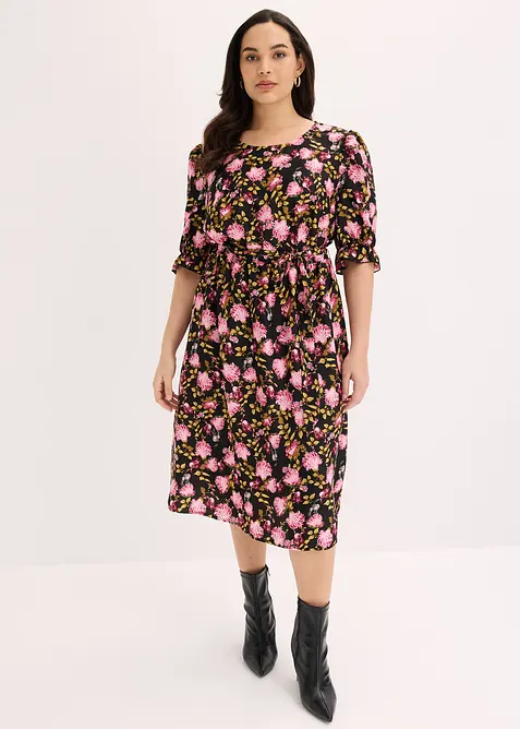 Abito midi con maniche a sbuffo, bonprix