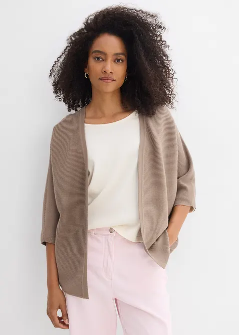 Cardigan oversize a costine in misto viscosa, bonprix