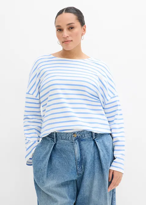 Maglia a maniche lunghe a righe in cotone biologico, bonprix