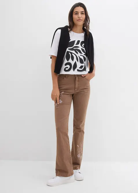 Jeans bootcut con ricami, bonprix