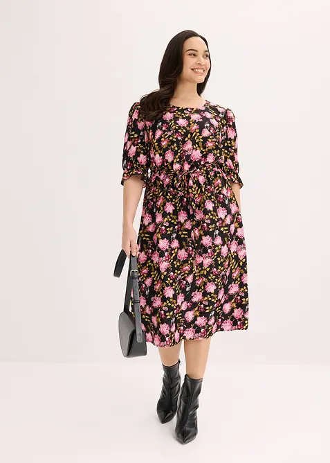 Abito midi con maniche a sbuffo, bonprix