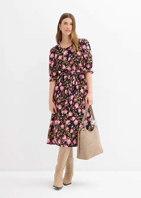 Abito midi con maniche a sbuffo, bonprix